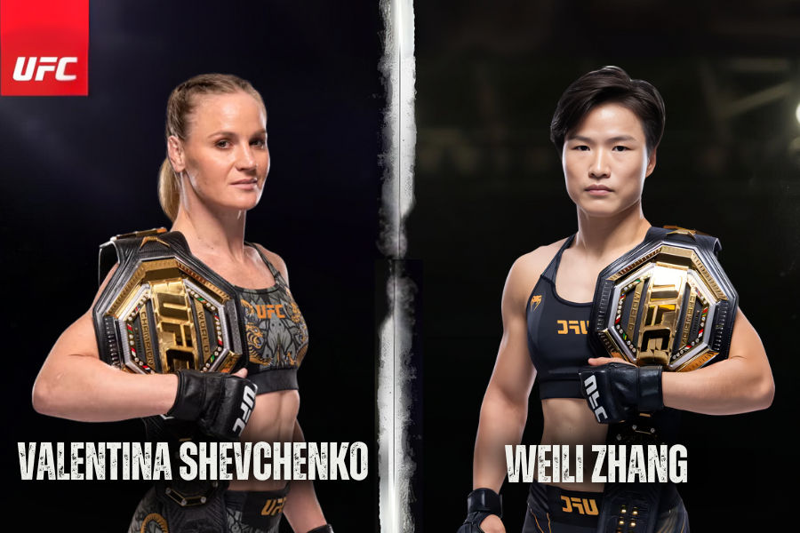 images of weili zhang and valentina shevchenko mma fighters